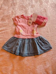 BNWT dress and tights 6-9M