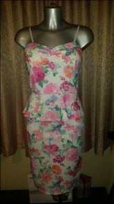 Diva peplum floral midi dress size UK10 EU38 Postage included