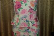 Diva peplum floral midi dress size UK10 EU38 Postage included