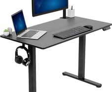 Electric Height Adjustable 112 x 61 cm Stand Up Desk Standing Workstation with Memory Controller Black Top Frame DESK-E144B