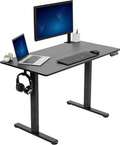 Electric Height Adjustable 112 x 61 cm Stand Up Desk Standing Workstation with Memory Controller Black Top Frame DESK-E144B