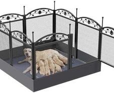 Dog Playpen, Large Heavy Duty Indoor/Outdoor Pet Whelping Pen Box with Waterproof Fertility Mat, Black (126x126x80cm)