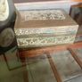 Antique British India Engraved Brass Wood Lined Box 1930s Image 2