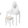 White Dressing Table with Oval Mirror Stool and 3 Drawers Image 4