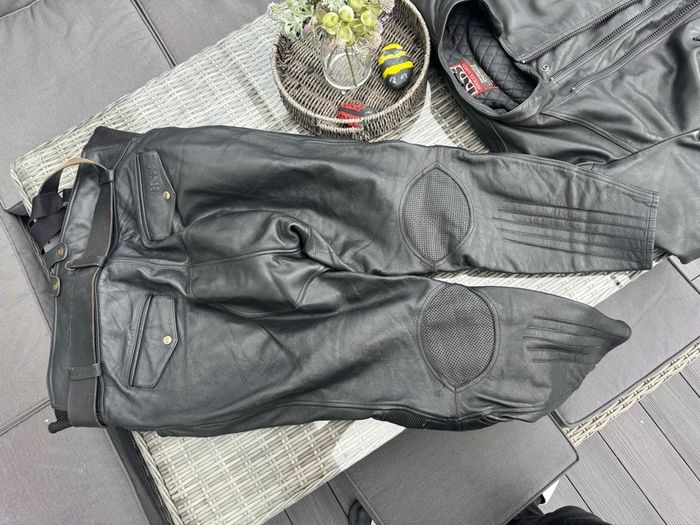 Leather jacket and trousers