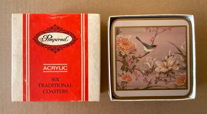 Vintage Pimpernel Coasters x 6 Oriental Birds and Flowers Boxed