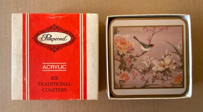 Vintage Pimpernel Coasters x 6 Oriental Birds and Flowers Boxed