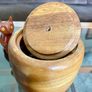 Vintage Apple Shaped Wood Jar Container Round Wooden Box 1960s 70s Image 9