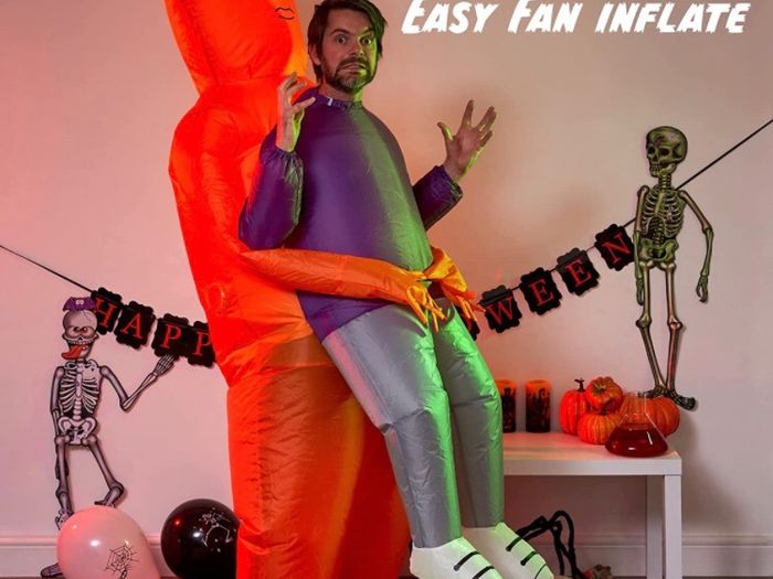 Carry Me Alien Inflatable Adult Costume, Funny Scary Blow Up Fancy Dress Suit for Halloween Party - Easy to Inflate and Deflate (FREE POSTAGE)