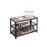 Shoe rack with seat  shoe bench, shoe cabinet, shoe rack for sitting, 73 x 30 x 45 cm, shoe rack with 3 levels, metal frame, for entrance area, industrial design, wood look, Image 2