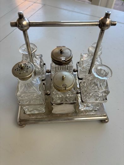 Antique 6 piece silver condiment set.
