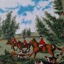 vintage horse hunting table cloth 60's Image 6