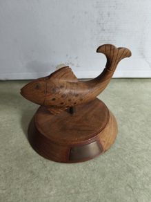 Wooden Fish on wood plinth home decore