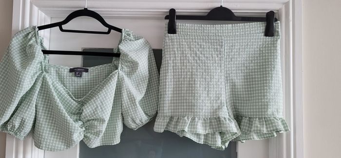 PRIMARK mint green gingham co-ord Sz 10UK