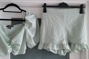 PRIMARK mint green gingham co-ord Sz 10UK