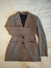 Houndstooth Blazer with Shoulder Pads