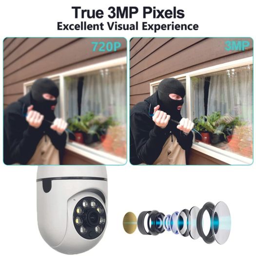 3mp Panoramic Wifi Ip Camera E27 Light Bulb Calving Hd Wireless Security Camera