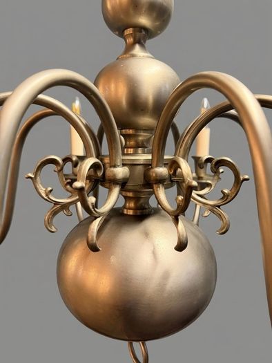 Vintage Chrome Flemish Eight Branch Chandelier