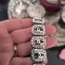 Silver Tone Crystal Bracelet Double C Motif High Quality Heavy Solid 17cm Image 6