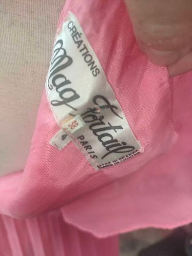 Vintage 70s Mags Fortail Paris Coral Pink maxi Dress