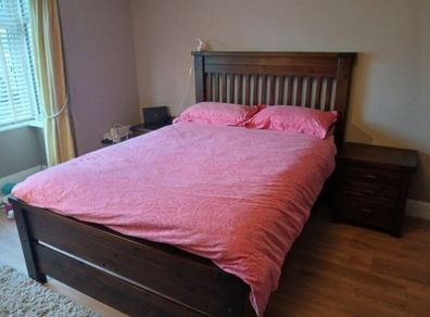 Solid wooden double bed