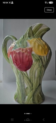 Vintage Fitz & Floyd Omnibus ceramic tulip pitcher 64oz