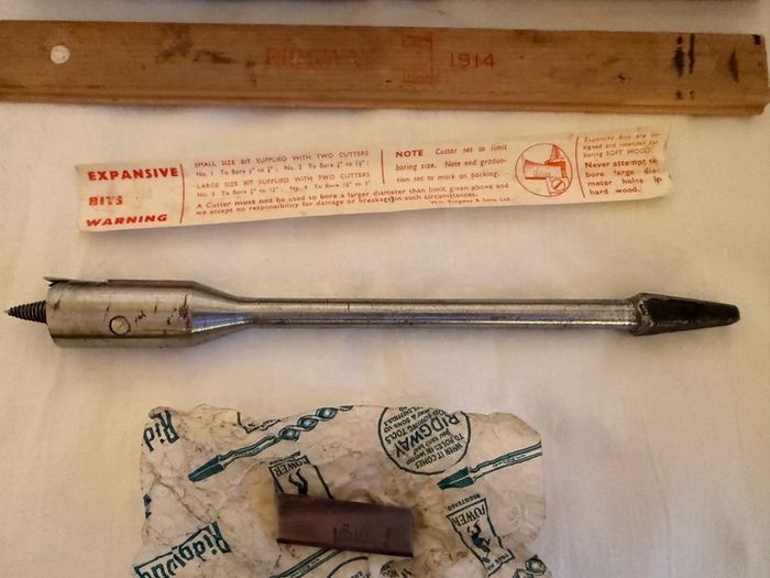 Antique 1914 Expansive bit for boring wood, with 2 cutters