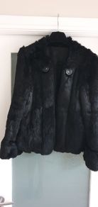 Vintage black coney hair jacket Sz L (Fit 12-14UK)