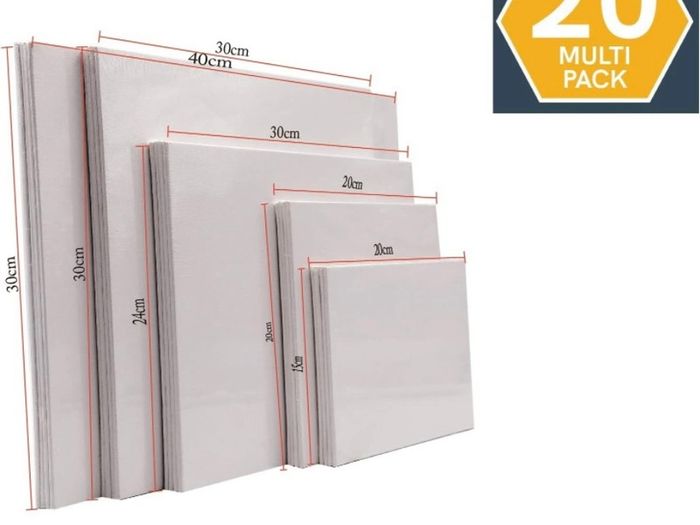 20pcs Canvas Panels (15x20-4pk, 24x30-4pk, 30x40-4pk, 20x20-4pk, 30x30-4pk) 3mm Blank Artist Canvas Board / 280GSM/ 100% Cotton/Triple Primed/Acid Free/Medium Grain- Acrylic And Oil Painting (FREE POSTAGE)