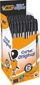 Cristal Original Smudge Free Ballpoint Pens, Ideal for School, Black, Medium Point (1.0mm), Pack of 50
