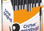 Cristal Original Smudge Free Ballpoint Pens, Ideal for School, Black, Medium Point (1.0mm), Pack of 50