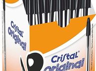 main image for ad Cristal Original Smudge Free Ballpoint Pens, Ideal for School, Black, Medium Point (1.0mm), Pack of 50