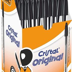 Cristal Original Smudge Free Ballpoint Pens, Ideal for School, Black, Medium Point (1.0mm), Pack of 50
