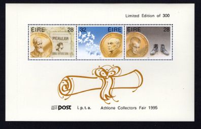 1995 Ireland Athlone Collectors Fair Commemorative Exhibition Souvenir Stamp Booklet Pane Mint Never Hinged (MNH)