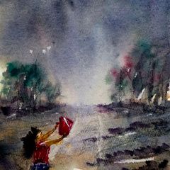 the rain catcher watercolour