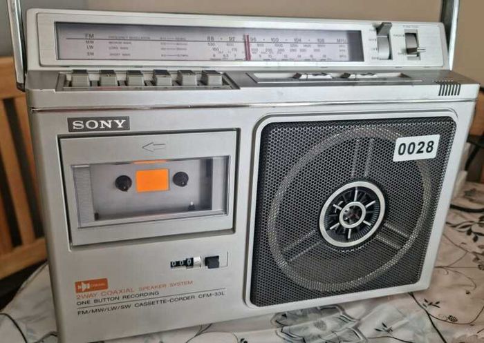From 1979, Sony CFM-33L FM/MW/LW/SW radio cassette recorder, working good, no any problems.