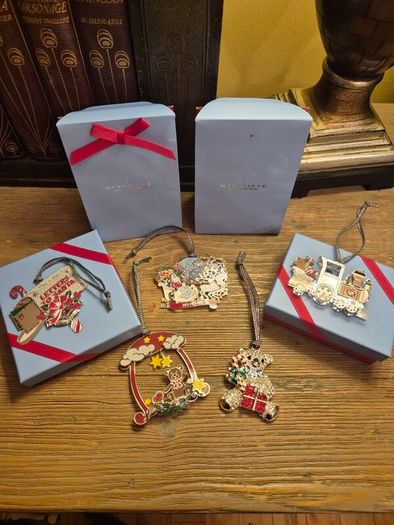 Newbridge Silverware Christmas Decorations x5 | 4 New Boxed / Crystal Collection Ornament