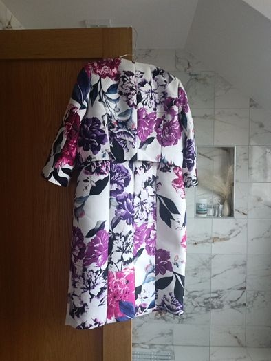Gerard 2 piece wedding guest suit occasion dress + bolero jacket 16 L floral