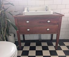 Vintage mahogany vanity and sink