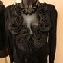 Women's Cardigan Black Organza Floral Trim Image 3