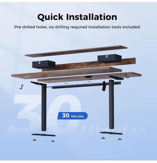 Electric Adjustable Height Desk, with 2 Fabric Drawers, 120x60cm 72-116cm Height, Stable Sit-Stand Standing Desk w. 2 Memory Buttons, Computer Desk for Home Office, 2 pcs Desktops, Brown
