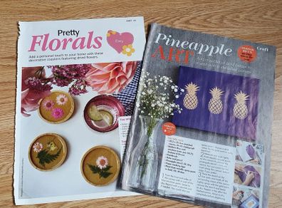 New - 2 Craft Patterns - Stenciled & Dried Flowers - E