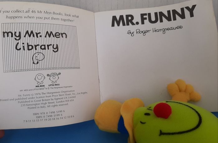 Vintage Mr Men book 1976 and new Mr Funny toy