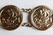 Vintage 9CT GOLD BRACELET Hallmarked 375. St. George Medallions  Bangle. length 7" - 4,45g