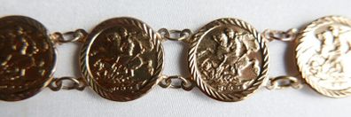 Vintage 9CT GOLD BRACELET Hallmarked 375. St. George Medallions  Bangle. length 7" - 4,45g