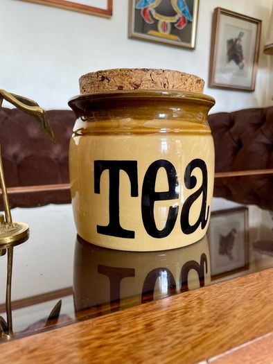 TG Green Granville Range TEA Jar Original Cork Lid Vintage Kitchen Storage 1970s