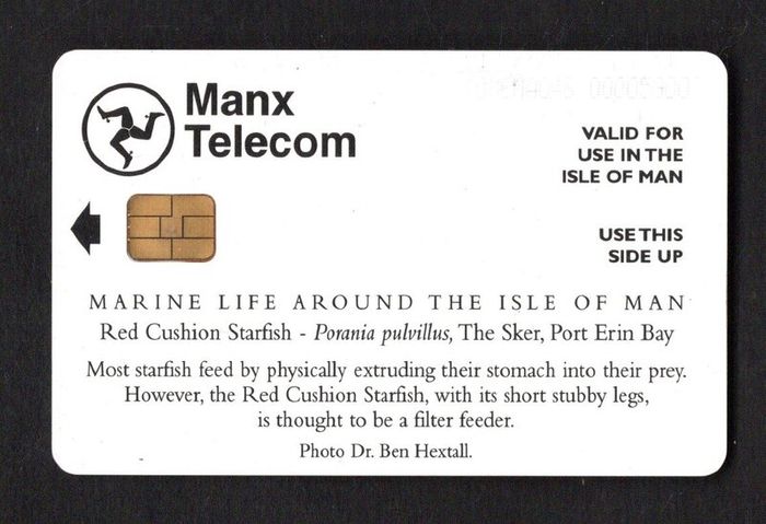 2001 Isle of Man UK2/ 21 units Marine Life around the Isle of Man Red Cushion Starfish (Siemens - S37) Phone Card