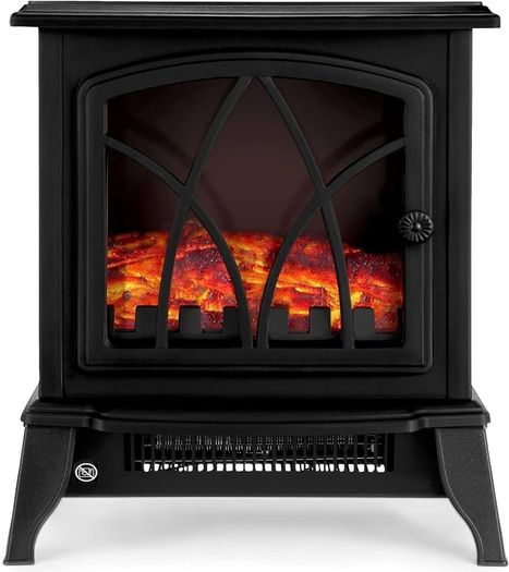 NEW SALE | Electric Fireplace Stove Heater 2000W with Fire Flame Effect, 2 Heat Settings, Adjustable Thermostat, Freestanding Portable Electric Log Wood Burner Effect