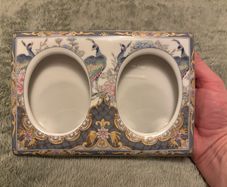 Vintage Japanese Porcelain Double Photo Frame