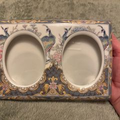 Vintage Japanese Porcelain Double Photo Frame
